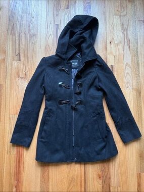 Guess Black Wool Blend Toggle Jacket